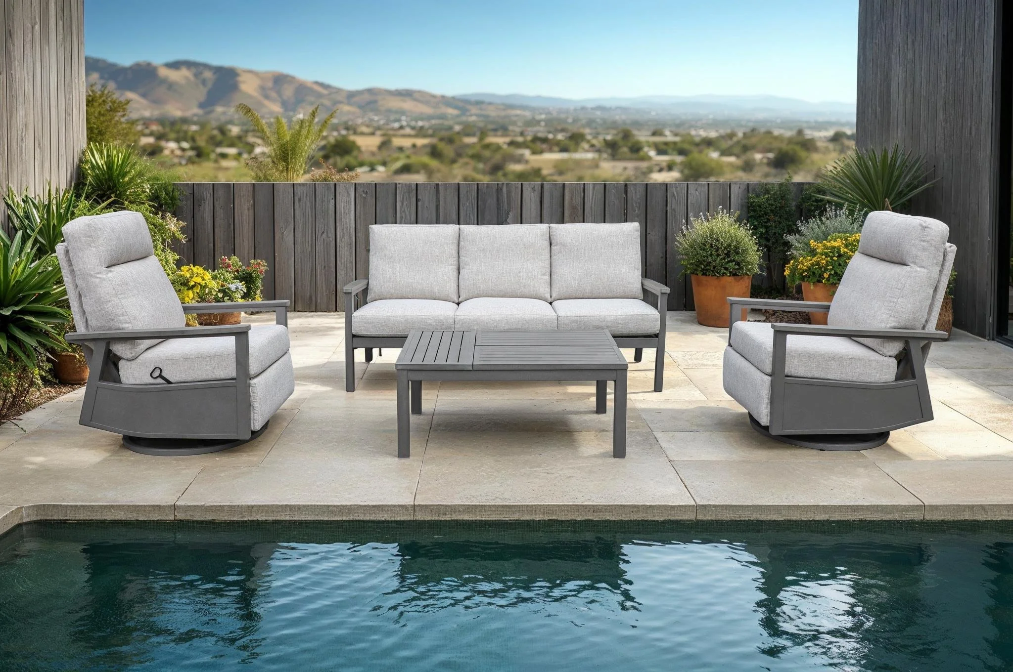 Huntington 4-piece Patio Aluminum Seating Group with Cushions